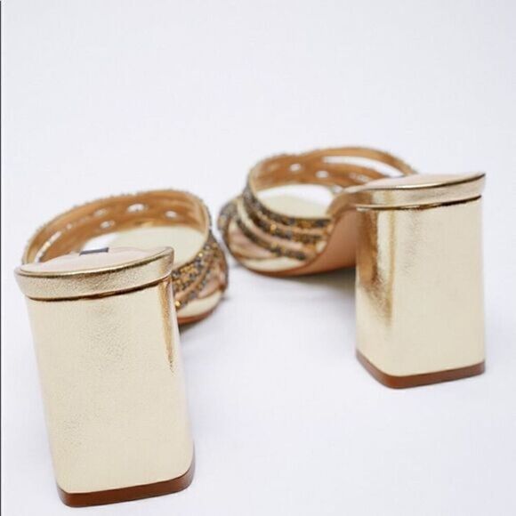 LAST 1!🔥ZARA SPARKLY METALLIC HEELED SANDALS - Picture 6 of 6
